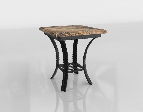 Vintage Marble Top Side Table 3D Model