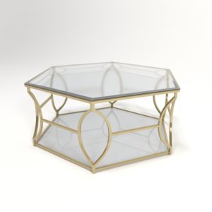 Mesa de Café 3D Hexágono de Cristal