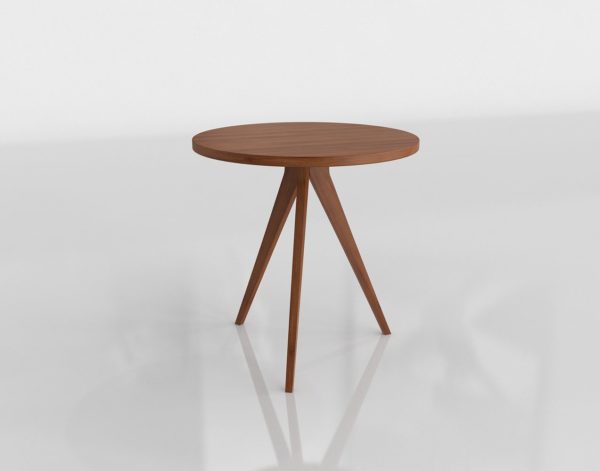 Wooden Tripod Side Table 3D Model