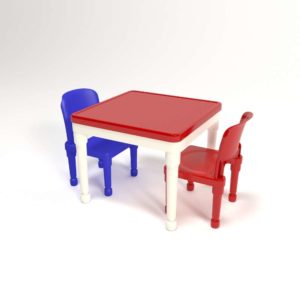 2-in-1 Construction Table and 2 Chairs Set Kids Furniture