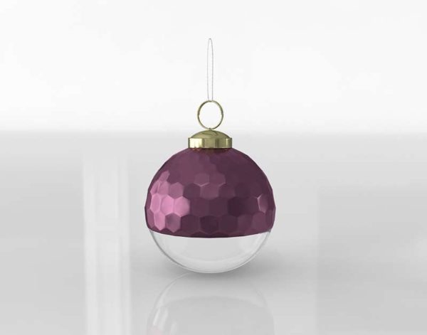 3D Xmas Ball Ornament Purple&Silver