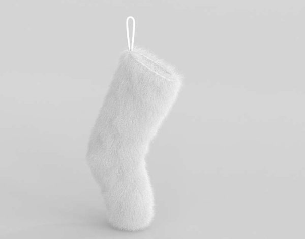 3D White Christmas Sock CB2 Xmas Decor