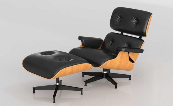 Silla y Otomana 3D Lounge Eames