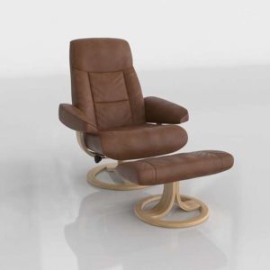 3D Office Chair with Ottoman in Leather