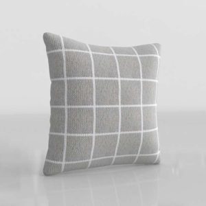 Grid Gray Knit Throw Pillow Cover