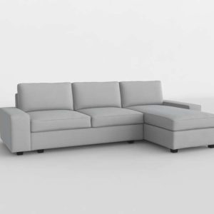 Sofá 3D Seccional Chaise IKEA Kivik Plateado