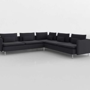 Sofá 3D Seccional Rinconero IKEA Soderhamn Negro