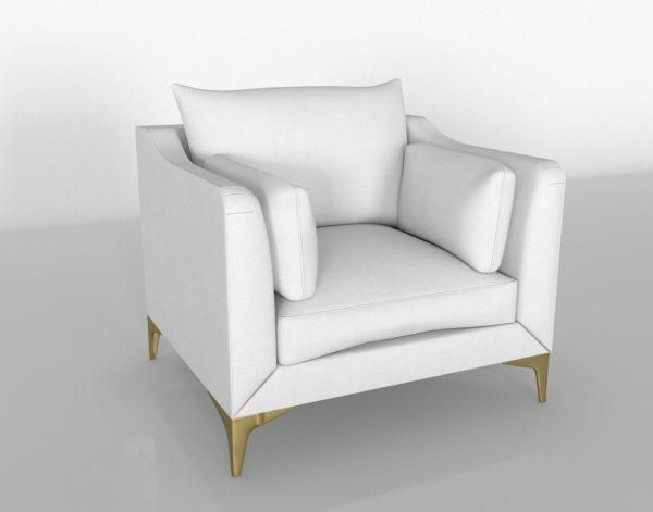 InteriorDefine Caitlin Chair Heavy Cloth Ivory Brass