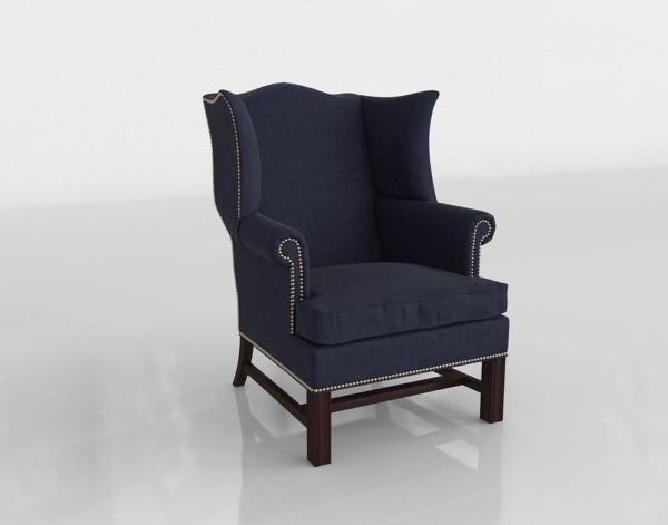 Potterybarn Thatcher Upholstered Wingback Chair Organic Cotton Twill