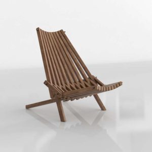 Wood Side Chair Glancing Eye 3D Model C08