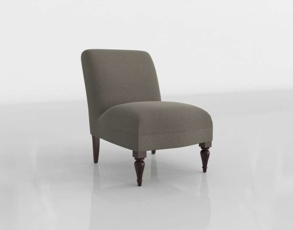 PotteryBarn Leigh Upholstered Slipper Chair Linen Blend Gunmetal
