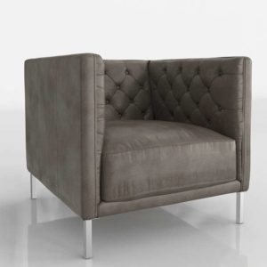 CB2 Savile Grey Leather Tufted Chair Bello