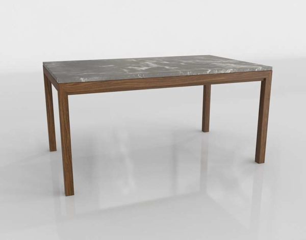 CB Parsons Marble Top Elm Base Dining Table
