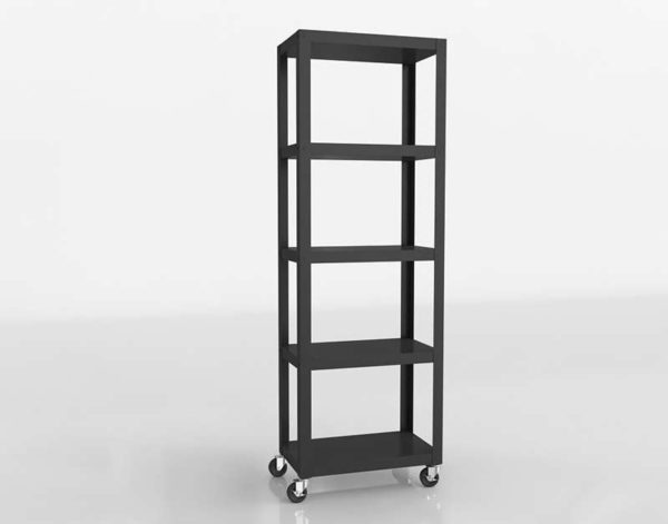 Go Cart Black Five Shelf Rolling 3D Bookcase CB2