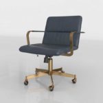 Westelm Cooper Mid Century Leather Swivel Chair Aegean