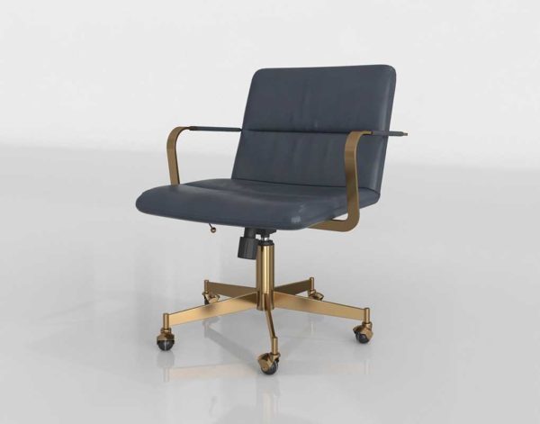 Westelm Cooper Mid Century Leather Swivel Chair Aegean