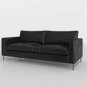 CB Tyson Leather Sofa With Stainless Steel Base Logan Smoke