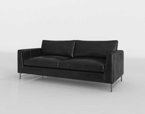 CB Tyson Leather Sofa With Stainless Steel Base Logan Smoke