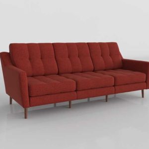 Burrow Three Seater Sofa With Low Arms Brick Red