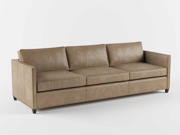 Crateandbarrel Dryden Leather 3 Seat 103 Grande Sofa with Nailheads