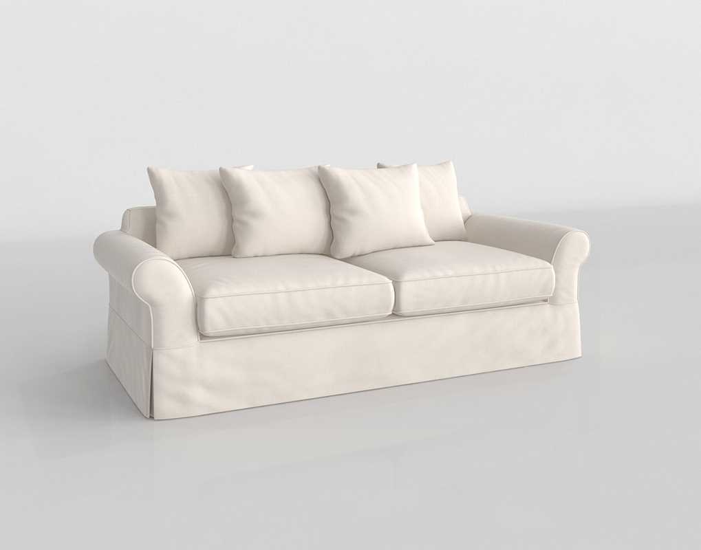 Brig paperback frakke 3D PB Comfort Roll Arm Slipcovered Sofa Denim Warm - Glancing EYE