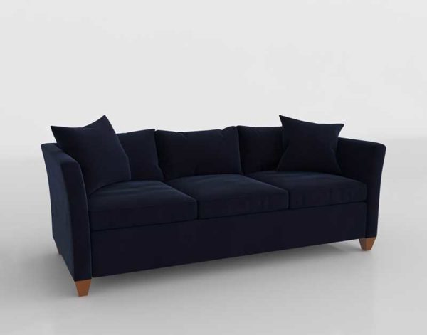 Sofa 3D Clásico Azul Marino con Cojines