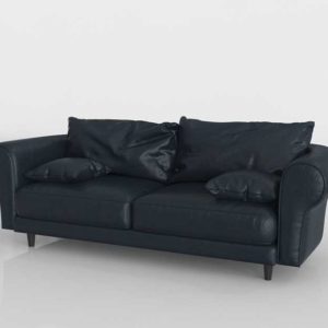 Sofa 3D Moderno Negro con Cojines