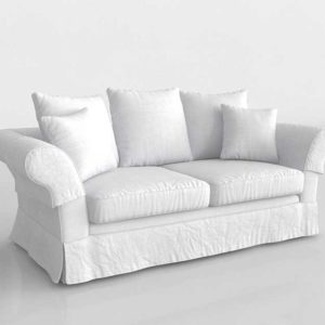 Sofa 3D Clásico Blanco con Cojines