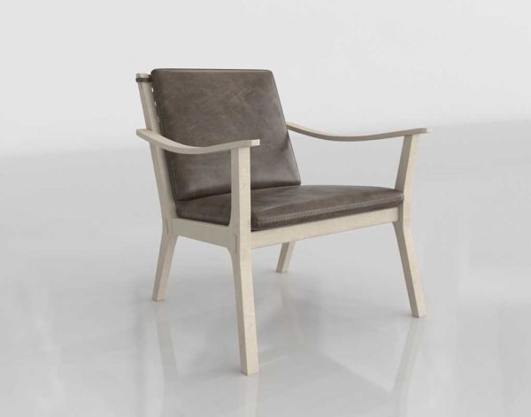 CB2 Parlay Dove Grey Leather Lounge Chair