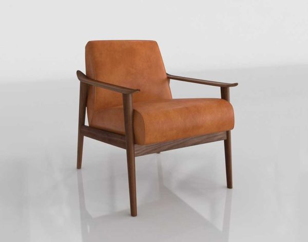 WestElm Mid Century Show Wood Chair Saddle Leather Espresso