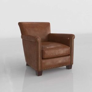 PB Irving Leather Armchair With Nailheads Signature Maple
