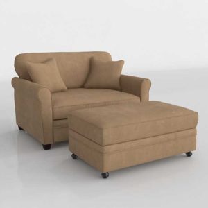 Macys Kaleigh Fabric Single Sleeper Chair Ottoman Set Stone