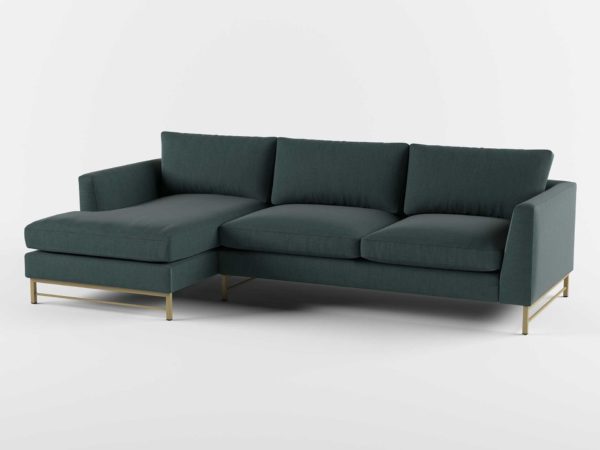Tyson 2Piece Left Arm Chaise Sectional with Brass Base Flanders Teal