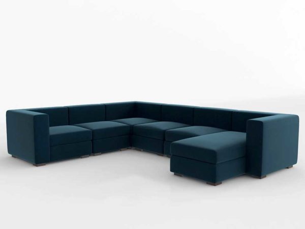 Interiordefine Toby Corner Sectional With Left Chaise Indigo Static Weave