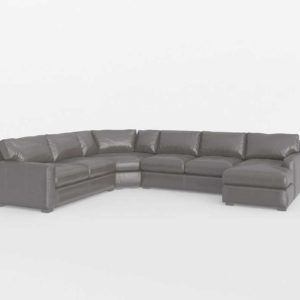 CB Axis II Leather 4-Piece Sectional Sofa Libby Smoke