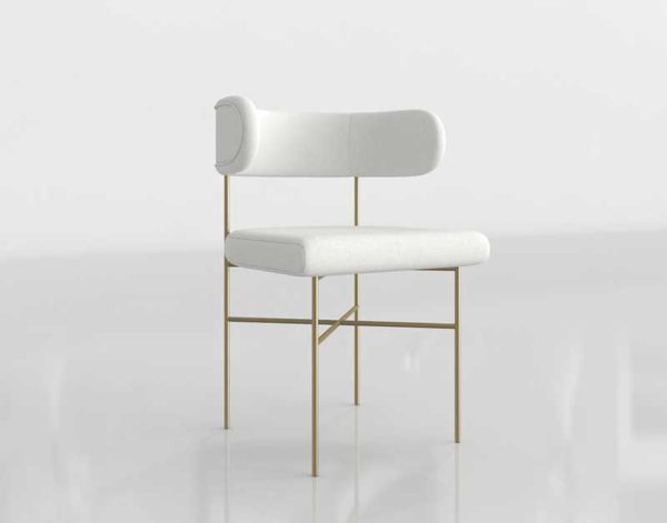 InteriorDefine Audrey 3D Dining Chair Swan Cloth And Brass Legs