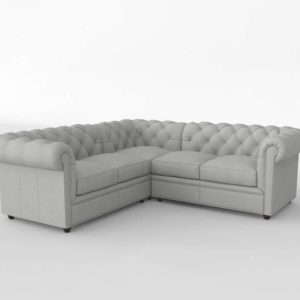 3D Sectional PB Chesterfield Upholstered Gray
