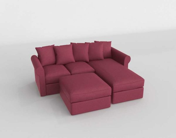 Sofa 3D Seccional PB Chaise Longue con Otomana