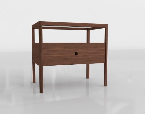 Spindle Walnut Nightstand 3D Model
