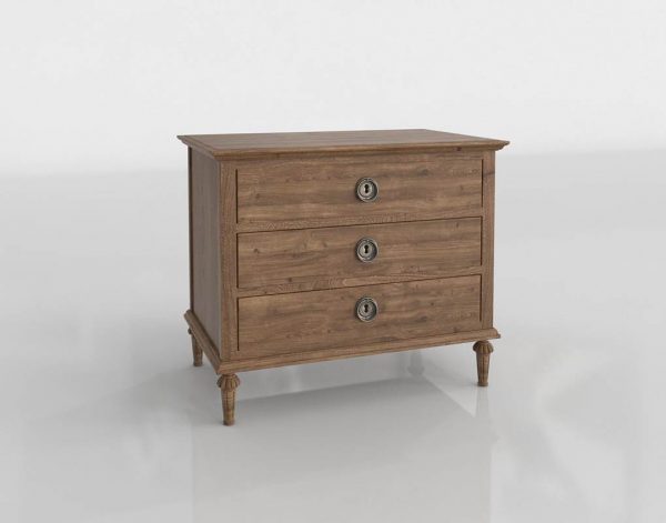 Closed Antiqued Nightstand 3D Model