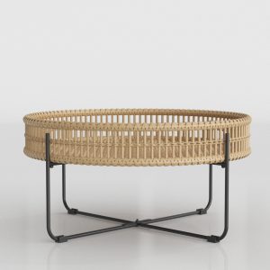 Wicker and Resin Outdoor Coffee Table 3D Model