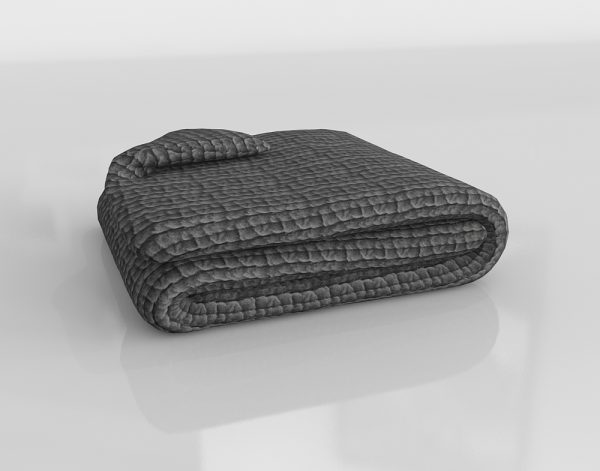 Carbon Gray Aqua Folded Blanket 3D Model