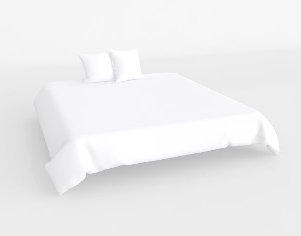 White Linen 220x240 Bedding Set 3D Model