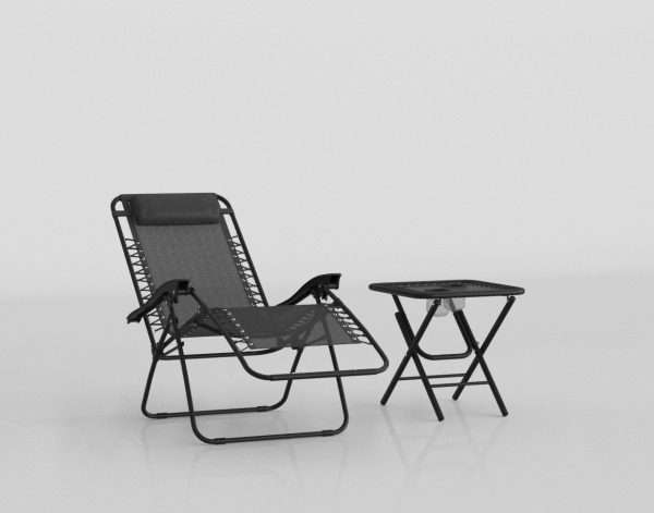 Outdoor Set Lounger and Table 3D Model